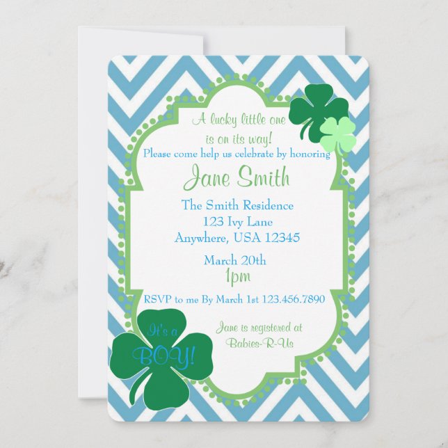 A Lucky Little One Irish Themed Baby Shower Invite (Front)