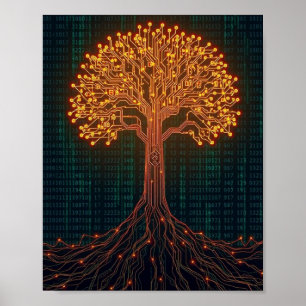 A Luminous Circuit Board Tree Poster