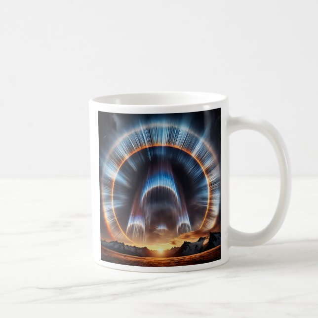 A luminous ring is imposed in a black sky. coffee mug (Right)