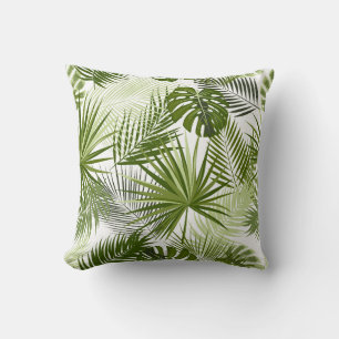 a lush, tropical leaf pattern cushion