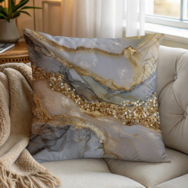 A luxurious gold and white marble background cushion (Creator Uploaded)