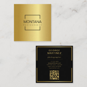 A luxurious golden with qr-code square business card