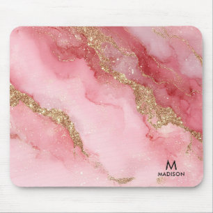 A luxurious pink marble background mouse pad