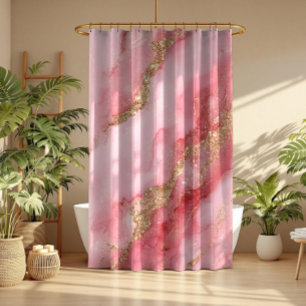 A luxurious pink marble background shower curtain