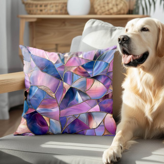 A luxurious Purple Tones Stained Glass Pattern Cushion (Creator Uploaded)