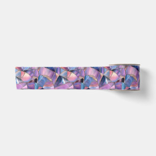 A luxurious Purple Tones Stained Glass Pattern Satin Ribbon