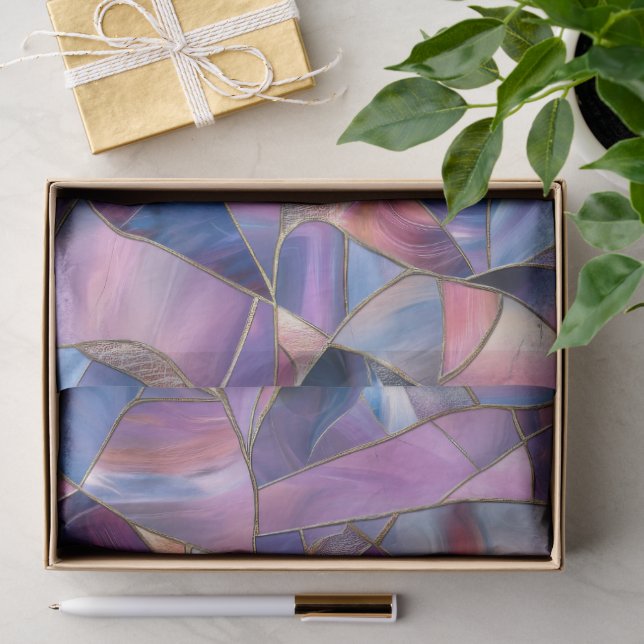 A luxurious Purple Tones Stained Glass Pattern Tissue Paper (Gift)