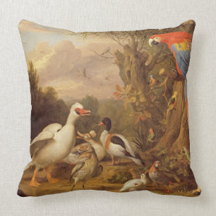 A Macaw, Ducks, Parrots and Other Birds in a Lands Cushion
