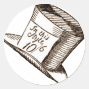 A Mad Hatter Hat in Sepia Classic Round Sticker