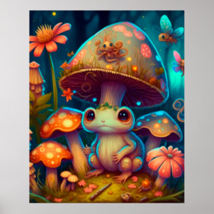 A magic mushroom frog poster