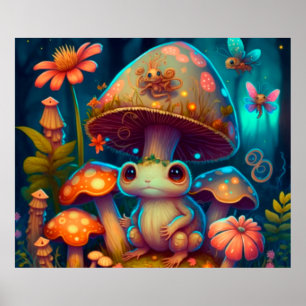 A magic mushroom frog poster