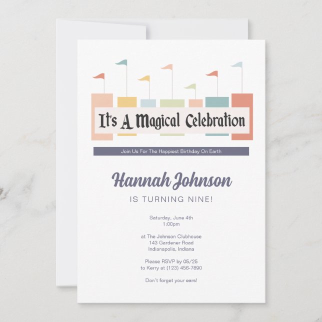 A Magical Celebration Birthday Party Invitation (Front)