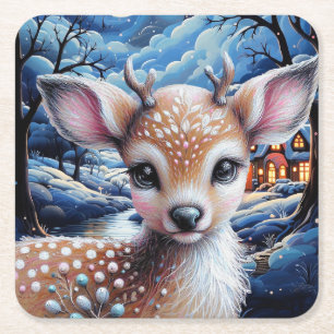 A MAGICAL CHRISTMAS EVE SQUARE PAPER COASTER