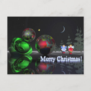 A magical christmas night holiday postcard