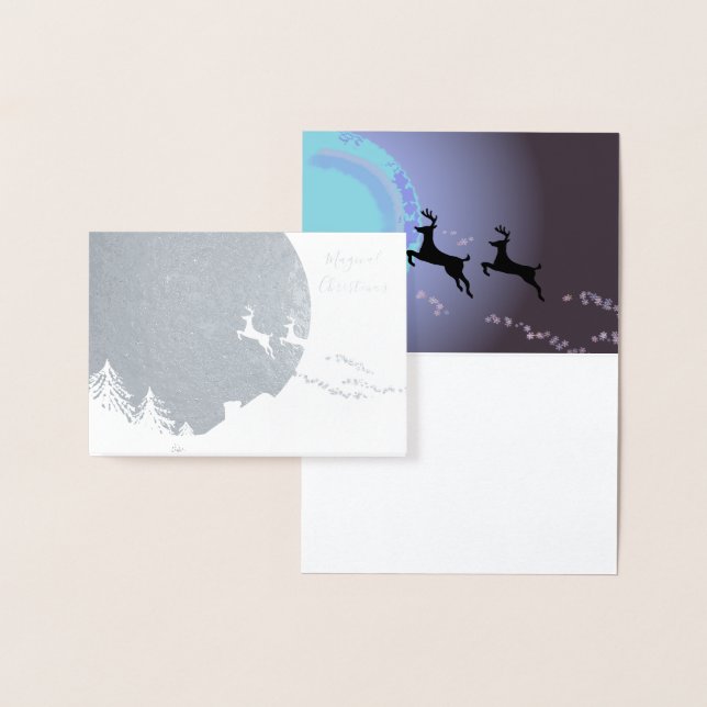A Magical Christmas Night Reindeers Foil Card (Display)