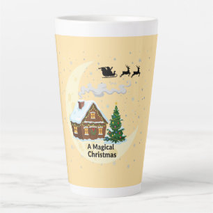A Magical Christmas   Whimsical Santa Sleigh  Latte Mug