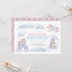 A Magical Day Pastel Rainbow Unicorn Birthday Invitation