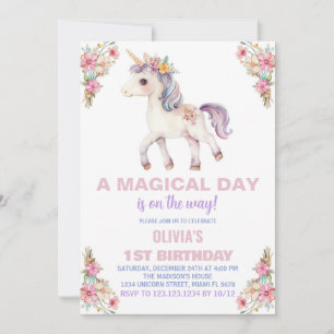 A Magical Day Unicorn Birthday Invitations