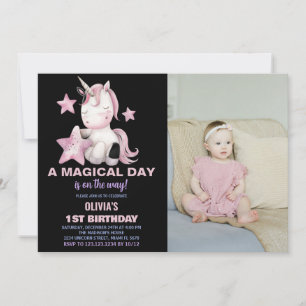 A Magical Day Unicorn Birthday Invitations photo