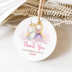 A Magical Day Unicorn Birthday Party Round Favour Tags