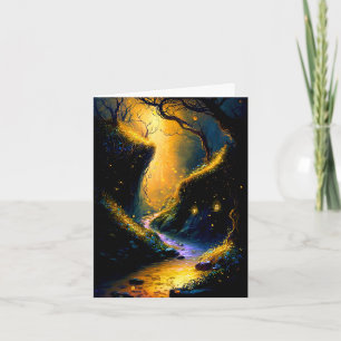 A Magical Fairy Glen with Fireflies Greeting Card
