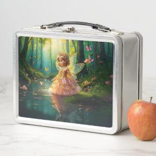 A magical fairy in a pond metal lunch box