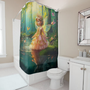 A magical fairy in a pond shower curtain