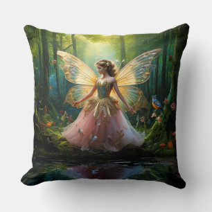 A magical fairy in the woodland forest cushion