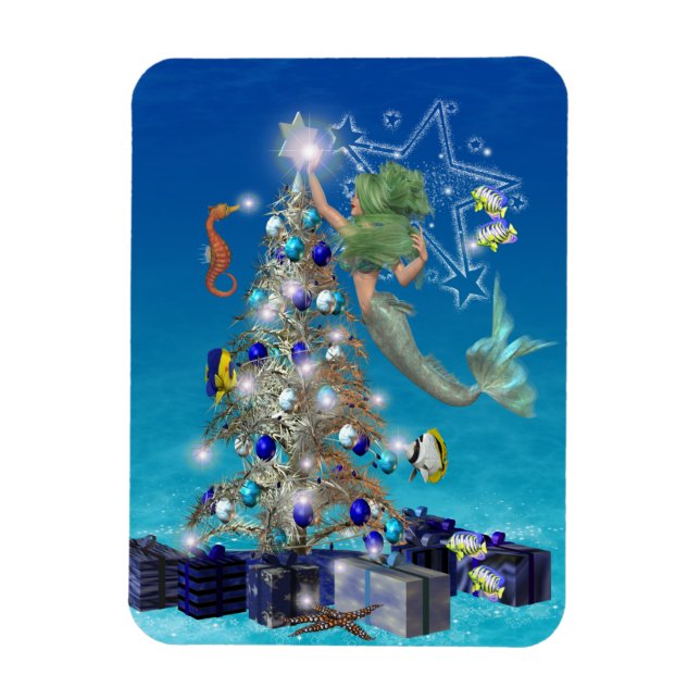 A Magical Mermaid Christmas. christmas card Magnet (Vertical)