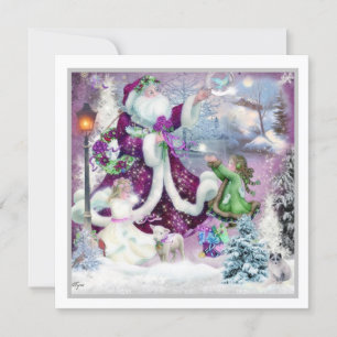 A Magical Moment Santa Dancing With Children Holiday Card