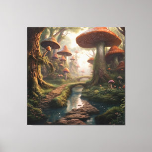 A Magical Mushroom Wonderland Forest Canvas Print