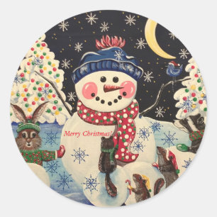 "A Magical Night in the Snow" Classic Round Sticker