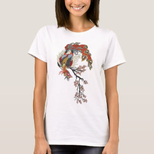 a magical phoenix sitting on a blossom sakura  T-Shirt