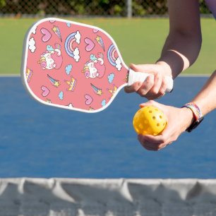 A Magical Rainbow Unicorn Pattern Birthday Party Pickleball Paddle