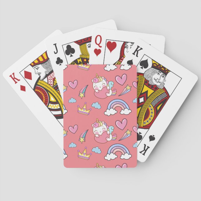 A Magical Rainbow Unicorn Pattern  Birthday Party Playing Cards (Back)