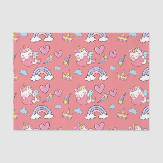 A Magical Rainbow Unicorn Pattern  Birthday Party Tissue Paper (Front)