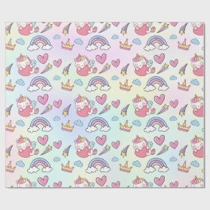 A Magical Rainbow Unicorn Pattern Birthday Party Wrapping Paper