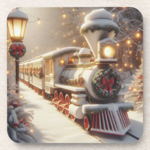 A Magical Winter Wonderland Christmas Train Coaster