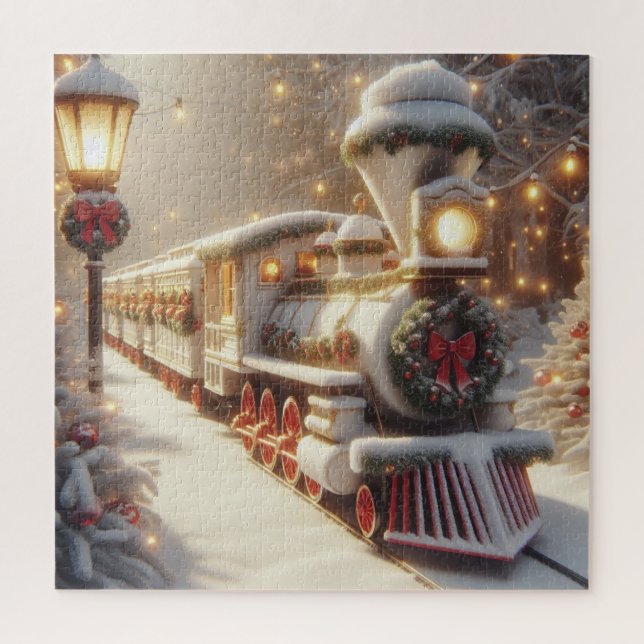 A Magical Winter Wonderland Christmas Train Jigsaw Puzzle (Vertical)