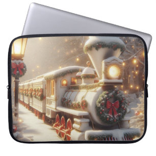A Magical Winter Wonderland Christmas Train Laptop Sleeve