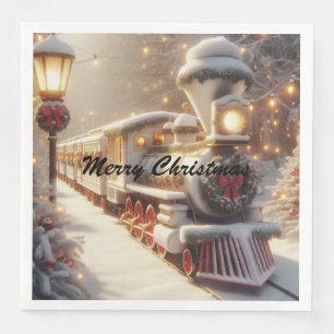 A Magical Winter Wonderland Christmas Train Napkin