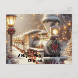 A Magical Winter Wonderland Christmas Train Postcard