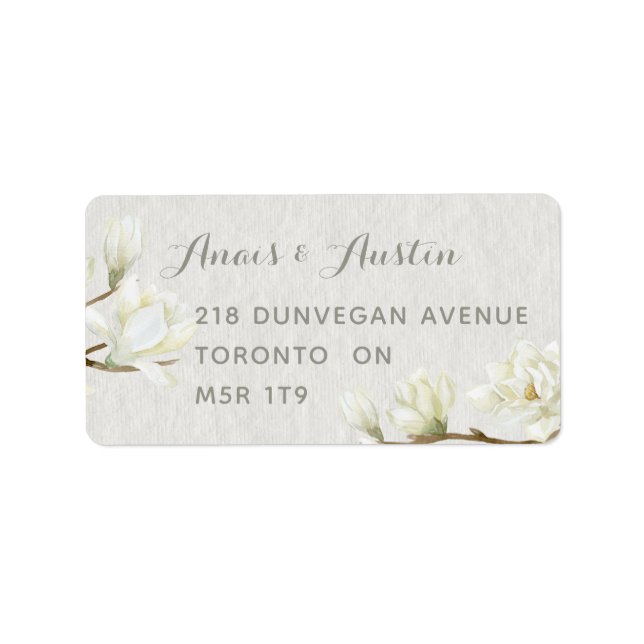 A Magnolia Afternoon Wedding RSVP Card Mailing Label (Front)