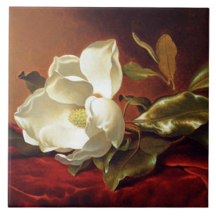 A Magnolia on Red Velvet, Ceramic Tile