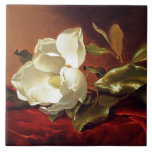 A Magnolia on Red Velvet Ceramic Tile<br><div class="desc">Martin Johnson Heade artwork,  A Magnolia on Red Velvet,  custom night light.</div>