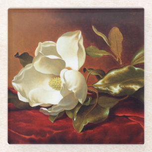 A Magnolia on Red Velvet, famous painting, Glass Coaster