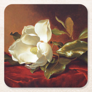 A Magnolia on Red Velvet, Square Paper Coaster