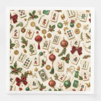 A Mahjong Christmas Napkin