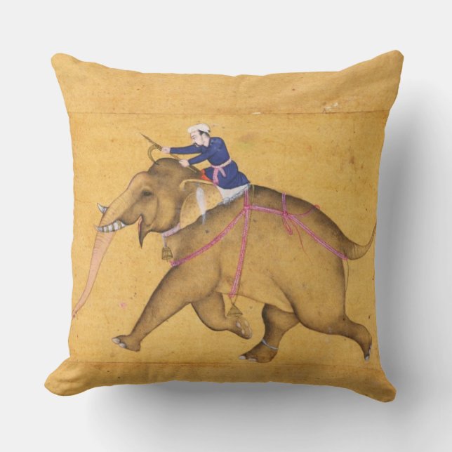 A Mahout riding an Elephant, from the Large Clive Cushion (Front)