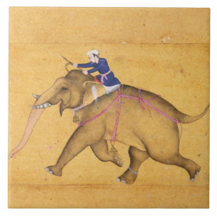 A Mahout riding an Elephant, from the Large Clive Tile